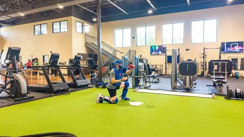 Baseball catcher training at TMI sports performance center